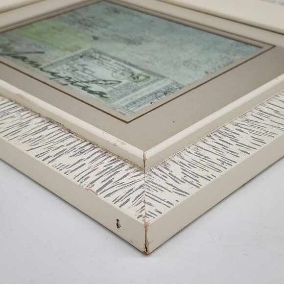 Vintage 1950s Wooden Textured Picture Fraame White Gray 8.5x6.5 - Picture 10 of 11